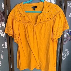Lane Bryant Women's Orange Eyelet Blouse